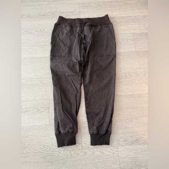 James Perse Mixed Media Jogger Pants Women Size 3 Large Carbon Cotton Drawstring - Picture 2 of 6